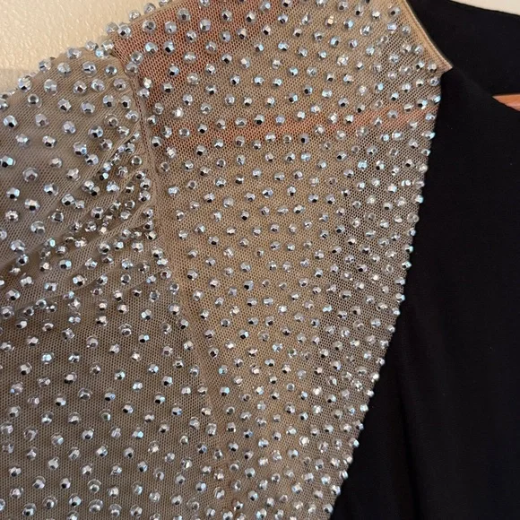 Xscape Black gown with Silver beaded sleeves - Picture 3 of 4